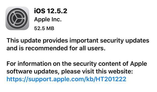 平泉苹果手机维修分享iOS12.5.2发布，建议所有老苹果用户安装 
